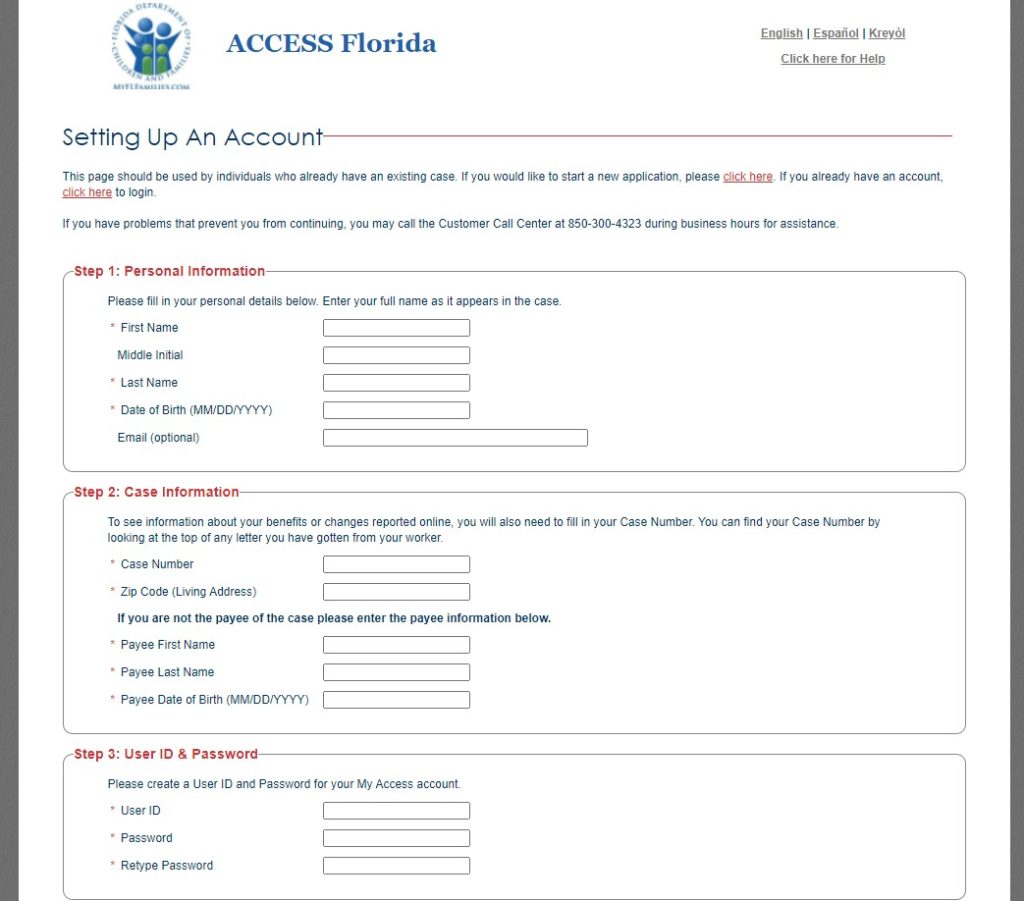 MyAccessFlorida Account Registration Guide